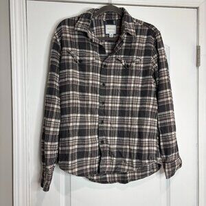 Men's American Eagle Tan/Gray Super Soft Checkered Flannel Size Medium